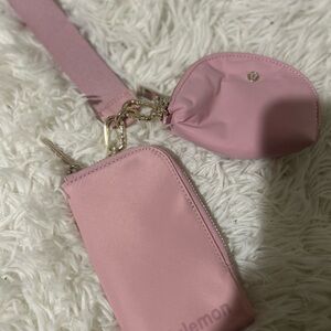 Authentic Lululemon Athletica pink with gold dual pouch
